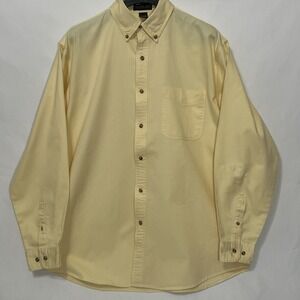 Jonathan Corey Men Size Large Oxford Button Collar Long Sleeve Yellow Polo Shirt